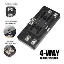 Load image into Gallery viewer, 100A 4 Way Blade Bolt Terminal Fuse Box for Automotive Car fuse box 12V blade fuse holder