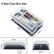 Load image into Gallery viewer, 12-Way Blade Fuse Block 12 Volt Fuse Box 12 Circuits with Negative Bus bolt Terminal Block with LED Indicator