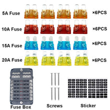 Load image into Gallery viewer, 12-Way Blade Fuse Block 12 Volt Fuse Box 12 Circuits with Negative Bus bolt Terminal Block with LED Indicator