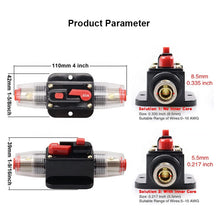 Load image into Gallery viewer, 12V 24V 80A Fuse Holder Car Audio Inline Circuit Breakers