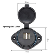 Load image into Gallery viewer, 12V 24V Input 5V 2.1A and 1A Dual Output BUS USB Port Charger Socket with LED Backlight