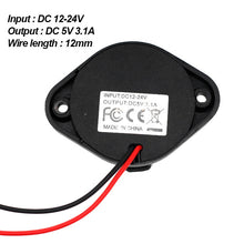 Load image into Gallery viewer, 12V 24V Input 5V 2.1A and 1A Dual Output BUS USB Port Charger Socket with LED Backlight
