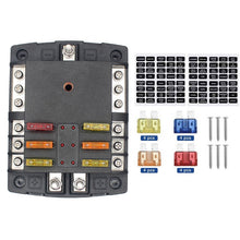 Load image into Gallery viewer, 12V/24V 6 Way Auto Car Boat Marine With LED Indicator Light 6 Circuit Blade Fuse Box Holder