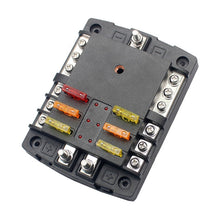 Load image into Gallery viewer, 12V/24V W/Negative Bus Waterproof Cover Label Sticker Auto Car RV Marine Boat and Yacht 6 Circuit Blade Fuse Box Holder
