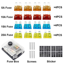 Load image into Gallery viewer, 12V/24V W/Negative Bus Waterproof Cover Label Sticker Auto Car RV Marine Boat and Yacht 6 Circuit Blade Fuse Box Holder