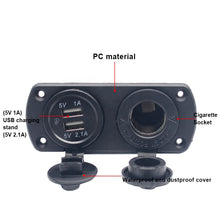Load image into Gallery viewer, 12v Dual USB Charger Power Adapter 2 in 1 cigarette lighter socket 5V 3.1A for car motorcycle atv