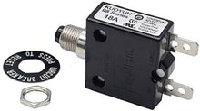 Load image into Gallery viewer, KUOYUH 18 Amp 98 Series Quick Connect Terminals Push-To-Reset Thermal Circuit Breaker with Transparent Waterproof Dust Button Cover