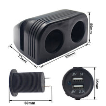 Load image into Gallery viewer, 3.1A Dual USB Charger Cigarette Lighter Two Hole Tent Type Panel for Car Motorcycles Boat Marine ATV RV
