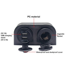 Load image into Gallery viewer, 3.1A Dual USB Charger Cigarette Lighter Two Hole Tent Type Panel for Car Motorcycles Boat Marine ATV RV