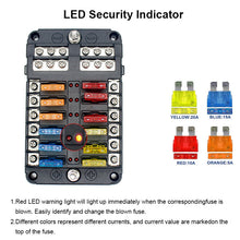Load image into Gallery viewer, 32V 100A 12 Way LED Light Negative Terminal Standard Blade Car Marine Fuse Box
