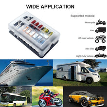 Load image into Gallery viewer, 32V 100A 12 Way LED Light Negative Terminal Standard Blade Car Marine Fuse Box