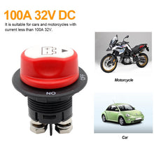Load image into Gallery viewer, 32V Disconnecter Power Isolator 100A Cut Off Rally Switch Kit For Car Motorcycle Battery Switch