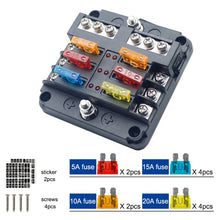Load image into Gallery viewer, 6-Way Fuse Block with LED Warning Indicator 6 Circuits Negative Bus Fuse Box for Car Boat Marine RV Truck