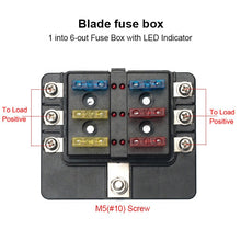 Load image into Gallery viewer, 6 Way 12V Terminals Circuit bus Blade Fuse Holder For Car