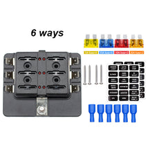 Load image into Gallery viewer, 6 Way Blade Fuse Box with LED Light Indication Cover Holder Car Boat Standard Circuit Fuse Holder Box Block
