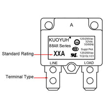 Load image into Gallery viewer, KUOYUH 5 Amp 88AR Series Quick Connect Terminals Automatic-Reset Thermal Circuit Breaker