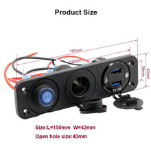 Load image into Gallery viewer, Aluminum QC 3.0 Dual USB Ports with LED Voltmeter 12V Power Socket Outlet for Car Boat Marine RV Switch Panel