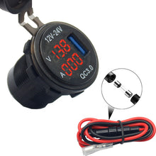 Load image into Gallery viewer, Digital Voltmeter Multi Ammeter With Voltage and Current Display DC 12V 24V QC3.0 USB Charger