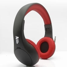 Load image into Gallery viewer, FM Radio Headphones Pull-Out Antenna for Great Reception, Walking, Jogging, Relaxing, School, Talk Radio - Powered by 2AA Batteries (Not Included) (Black & Red)