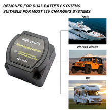 Load image into Gallery viewer, Marine Car Waterproof 12V 140A Smart Voltage Sensitive Relay Dual battery isolator