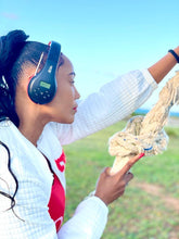 Load image into Gallery viewer, FM Radio Headphones Pull-Out Antenna for Great Reception, Walking, Jogging, Relaxing, School, Talk Radio - Powered by 2AA Batteries (Not Included) (Black & Red)