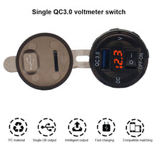 Load image into Gallery viewer, Power Outlet with Switch for Car Marine Boat Dual USB Charger Socket Waterproof 12V/24V QC3.0 Dual USB Fast Charger Socket