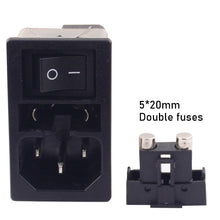 Load image into Gallery viewer, Power entry Module double IEC 320 C14 AC socket EMI EMC noise filter with boat switch with double fuse holder (10SS6A-B2AIR-QPB)