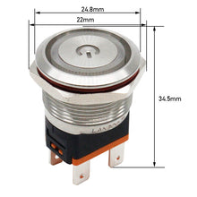 Load image into Gallery viewer, Ring Lamp Power Symbol Buttons Waterproof LED Light Self-lock Self-reset 1NO1NC 22mm Metal Push Button Switch