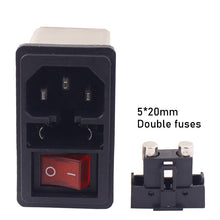 Load image into Gallery viewer, Snap in version double fuse EMI filter IEC 320 C14 socket filter with rocker switch mini size