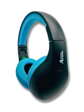 Load image into Gallery viewer, Portable Personal FM Radio Headphones Pull-Out Antenna for Great Reception, Walking, Jogging, Relaxing, School, Talk Radio - Powered by 2AA Batteries (Not Included) (Black & Blue)