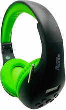 Load image into Gallery viewer, Portable Personal FM Radio Headphones Pull-Out Antenna for Great Reception, Walking, Jogging, Relaxing, School, Talk Radio - Powered by 2AA Batteries (Not Included) (Black & Lime Green)