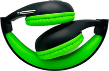 Load image into Gallery viewer, Portable Personal FM Radio Headphones Pull-Out Antenna for Great Reception, Walking, Jogging, Relaxing, School, Talk Radio - Powered by 2AA Batteries (Not Included) (Black & Lime Green)