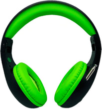 Load image into Gallery viewer, Portable Personal FM Radio Headphones Pull-Out Antenna for Great Reception, Walking, Jogging, Relaxing, School, Talk Radio - Powered by 2AA Batteries (Not Included) (Black & Lime Green)