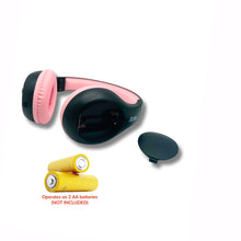 Load image into Gallery viewer, Portable Personal FM Radio Headphones Pull-Out Antenna for Great Reception, Walking, Jogging, Relaxing, School, Talk Radio - Powered by 2AA Batteries (Not Included) (Black & Pink)