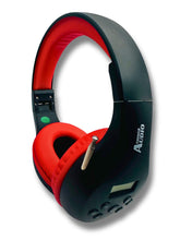 Load image into Gallery viewer, FM Radio Headphones Pull-Out Antenna for Great Reception, Walking, Jogging, Relaxing, School, Talk Radio - Powered by 2AA Batteries (Not Included) (Black & Red)