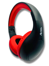 Load image into Gallery viewer, FM Radio Headphones Pull-Out Antenna for Great Reception, Walking, Jogging, Relaxing, School, Talk Radio - Powered by 2AA Batteries (Not Included) (Black & Red)