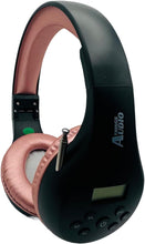 Load image into Gallery viewer, Portable Personal FM Radio Headphones Pull-Out Antenna for Great Reception, Walking, Jogging, Relaxing, School, Talk Radio - Powered by 2AA Batteries (Not Included) (Black & Rose Gold)