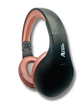 Load image into Gallery viewer, Portable Personal FM Radio Headphones Pull-Out Antenna for Great Reception, Walking, Jogging, Relaxing, School, Talk Radio - Powered by 2AA Batteries (Not Included) (Black & Rose Gold)