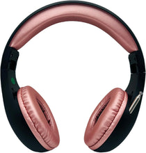 Load image into Gallery viewer, Portable Personal FM Radio Headphones Pull-Out Antenna for Great Reception, Walking, Jogging, Relaxing, School, Talk Radio - Powered by 2AA Batteries (Not Included) (Black & Rose Gold)
