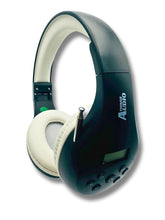 Load image into Gallery viewer, Portable Personal FM Radio Headphones Pull-Out Antenna for Great Reception, Walking, Jogging, Relaxing, School, Talk Radio - Powered by 2AA Batteries (Not Included) (Black & White)