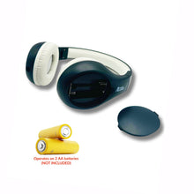 Load image into Gallery viewer, Portable Personal FM Radio Headphones Pull-Out Antenna for Great Reception, Walking, Jogging, Relaxing, School, Talk Radio - Powered by 2AA Batteries (Not Included) (Black & White)