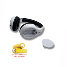 Load image into Gallery viewer, Portable Personal FM Radio Headphones Pull-Out Antenna for Great Reception, Walking, Jogging, Relaxing, School, Talk Radio - Powered by 2AA Batteries (Not Included) (White & Black)