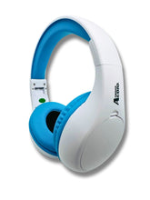 Load image into Gallery viewer, Portable Personal FM Radio Headphones Pull-Out Antenna for Great Reception, Walking, Jogging, Relaxing, School, Talk Radio - Powered by 2AA Batteries (Not Included) (White & Blue)