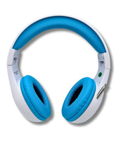 Load image into Gallery viewer, Portable Personal FM Radio Headphones Pull-Out Antenna for Great Reception, Walking, Jogging, Relaxing, School, Talk Radio - Powered by 2AA Batteries (Not Included) (White & Blue)