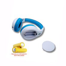 Load image into Gallery viewer, Portable Personal FM Radio Headphones Pull-Out Antenna for Great Reception, Walking, Jogging, Relaxing, School, Talk Radio - Powered by 2AA Batteries (Not Included) (White & Blue)