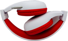 Load image into Gallery viewer, Portable Personal FM Radio Headphones Pull-Out Antenna for Great Reception, Walking, Jogging, Relaxing, School, Talk Radio - Powered by 2AA Batteries (Not Included) (White & Red)