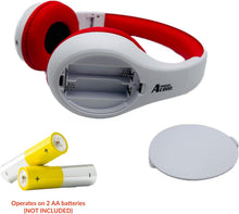 Load image into Gallery viewer, Portable Personal FM Radio Headphones Pull-Out Antenna for Great Reception, Walking, Jogging, Relaxing, School, Talk Radio - Powered by 2AA Batteries (Not Included) (White & Red)