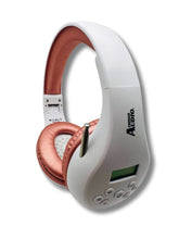 Load image into Gallery viewer, Portable Personal FM Radio Headphones Pull-Out Antenna for Great Reception, Walking, Jogging, Relaxing, School, Talk Radio - Powered by 2AA Batteries (Not Included) (White & Rose Gold)