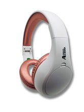 Load image into Gallery viewer, Portable Personal FM Radio Headphones Pull-Out Antenna for Great Reception, Walking, Jogging, Relaxing, School, Talk Radio - Powered by 2AA Batteries (Not Included) (White & Rose Gold)
