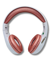 Load image into Gallery viewer, Portable Personal FM Radio Headphones Pull-Out Antenna for Great Reception, Walking, Jogging, Relaxing, School, Talk Radio - Powered by 2AA Batteries (Not Included) (White & Rose Gold)